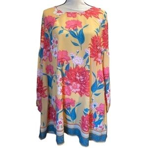 𝅺UMGEE Dress Size Small Oversized Floral Dress With Balloon Sleeves MIDI …